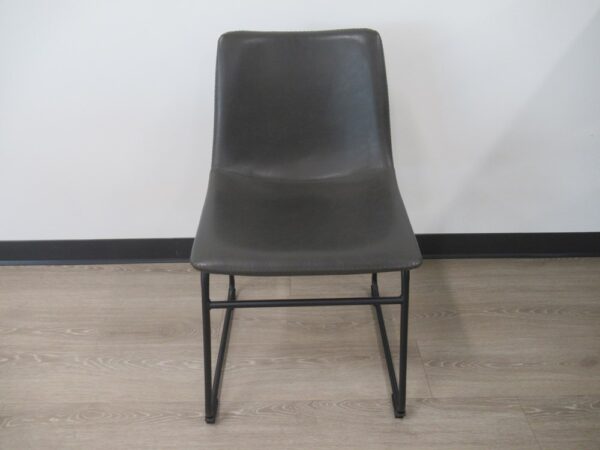 Gray Pleather Guest Chair w/ Black sled base - Image 2