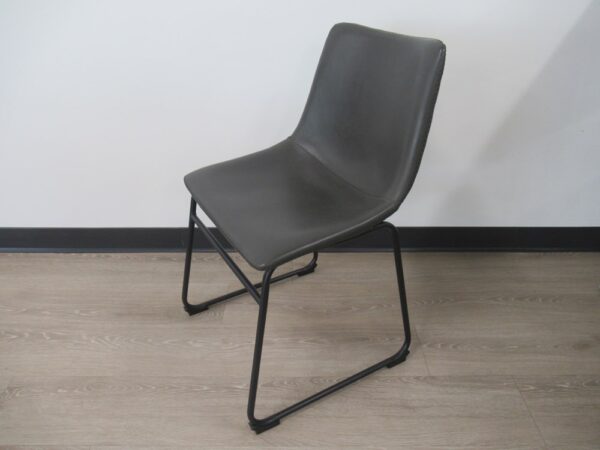 Gray Pleather Guest Chair w/ Black sled base