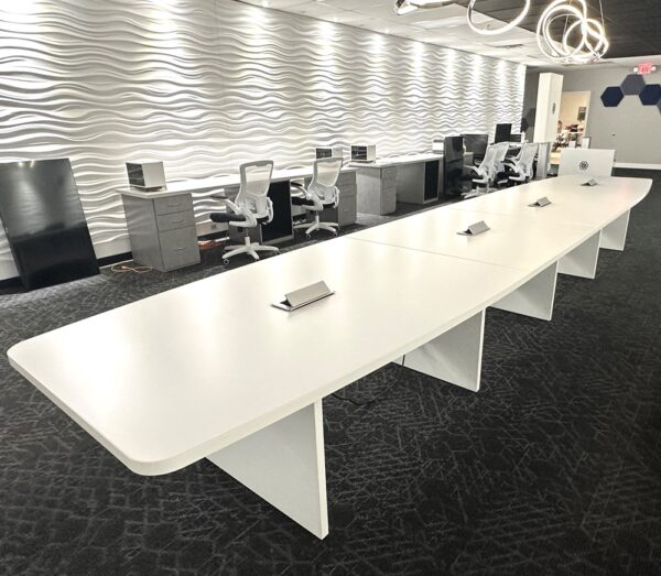 Large White OS Conference Table - 48"W x 20FT - Power Grommets