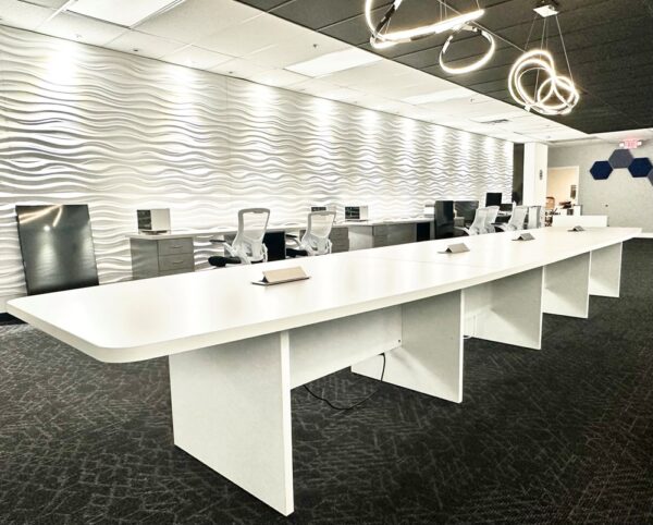 Large White OS Conference Table - 48"W x 20FT - Power Grommets - Image 2