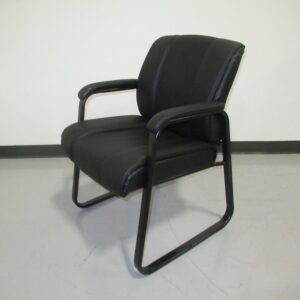 Pleather Guest Chair - w/arms & sled base - Black