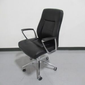 Pleather Office Chair - Black w/ chrome arms & base
