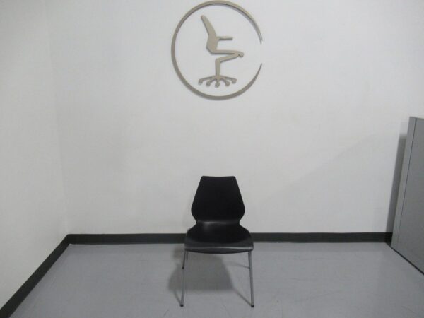 Black Plastic Stack Chair w/ silver legs – Office Furniture 911